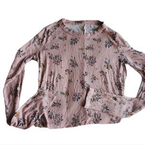 So Juniors Cropped Floral Ribbed Long Sleeve Top XS